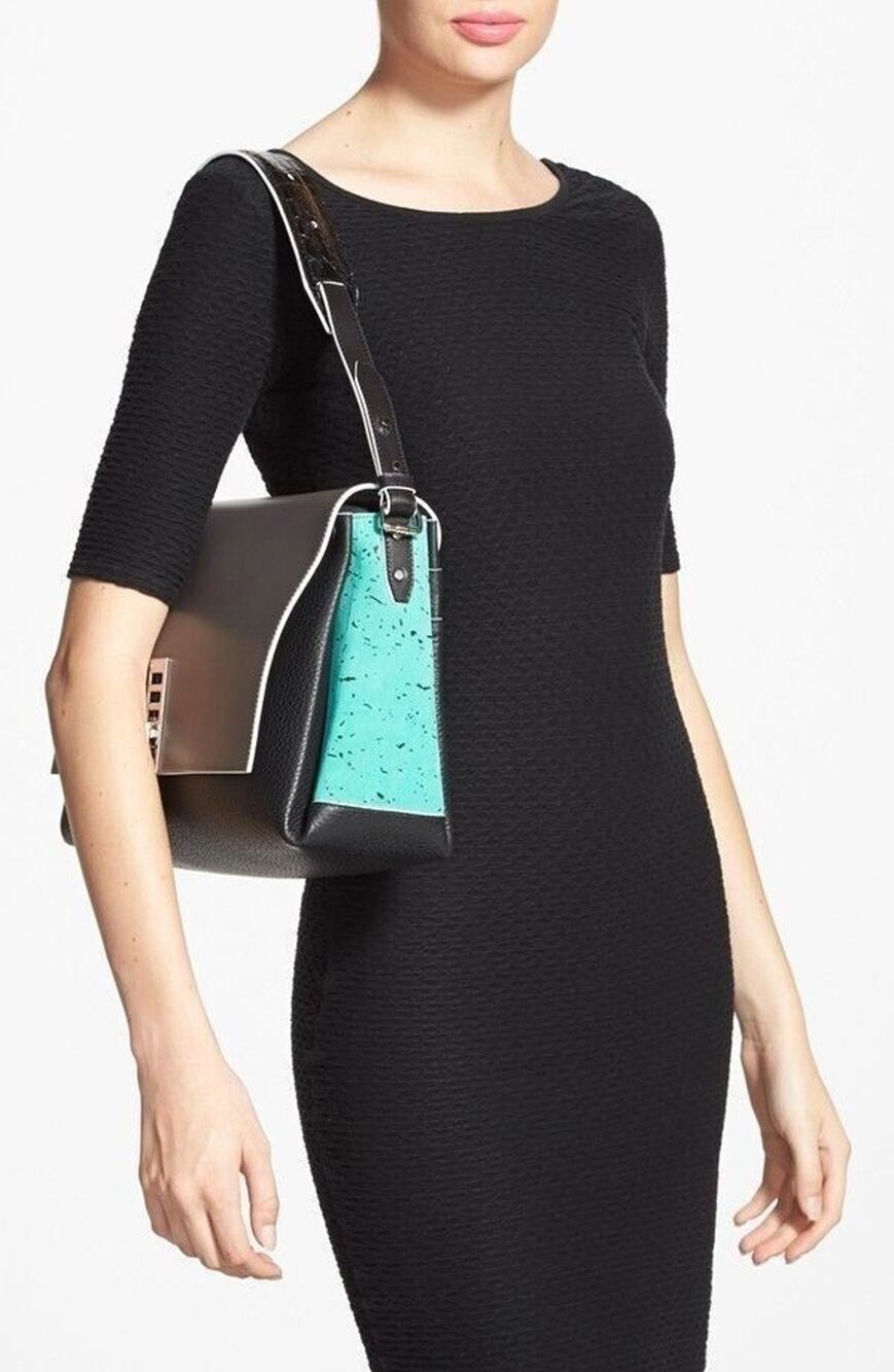 Proenza Schouler PS Elliot Ostrich Leather Shoulder Bag $1925 New Lock Crossbody